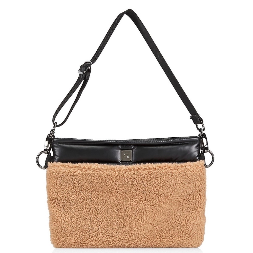 THINK ROYLN black and tan sherpa crossbody
